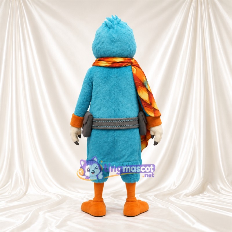 Turquoise Bird Mascot Costume - Multicolor Scarf and Utility Belt Turquoise Bird Mascot Costume - Multicolor Scarf and Utility Belt