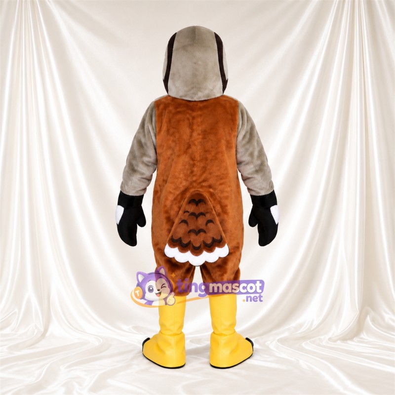 Costume de mascotte Faucon – marron – Bavette au cou (blanc); Ailes (gris) Costume de mascotte Faucon – marron – Bavette au cou (blanc); Ailes (gris)