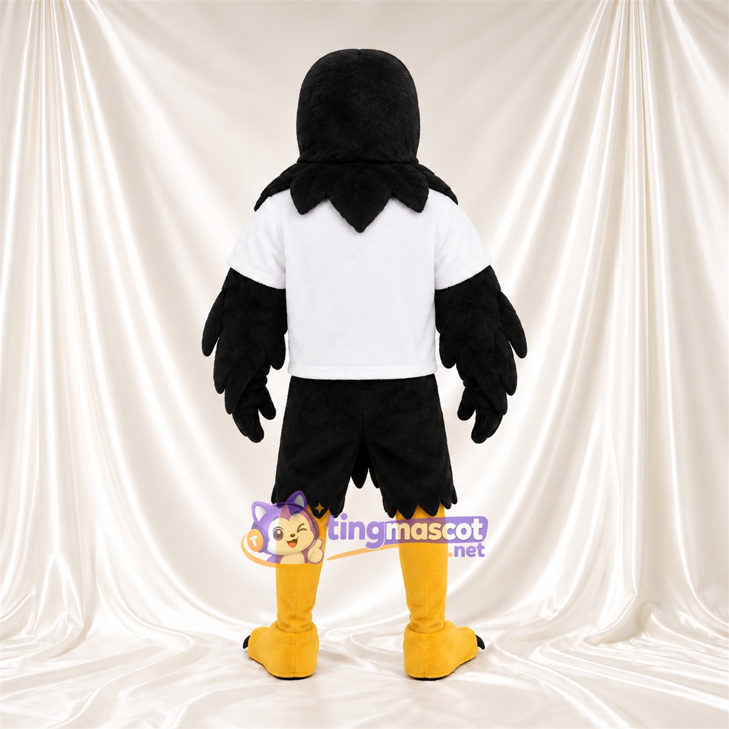Black Hawk Mascot Costume - White Polo Shirt and Black Shorts Black Hawk Mascot Costume - White Polo Shirt and Black Shorts