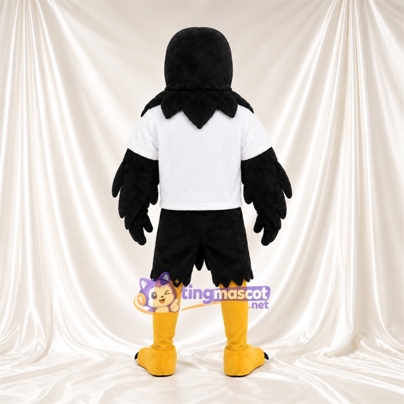 Black Hawk Mascot Costume - White Polo Shirt and Black Shorts Black Hawk Mascot Costume - White Polo Shirt and Black Shorts