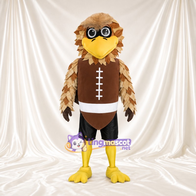 Beige Bird Mascot Costume - Football-Shaped Tunic and Black Shorts Beige Bird Mascot Costume - Football-Shaped Tunic and Black Shorts