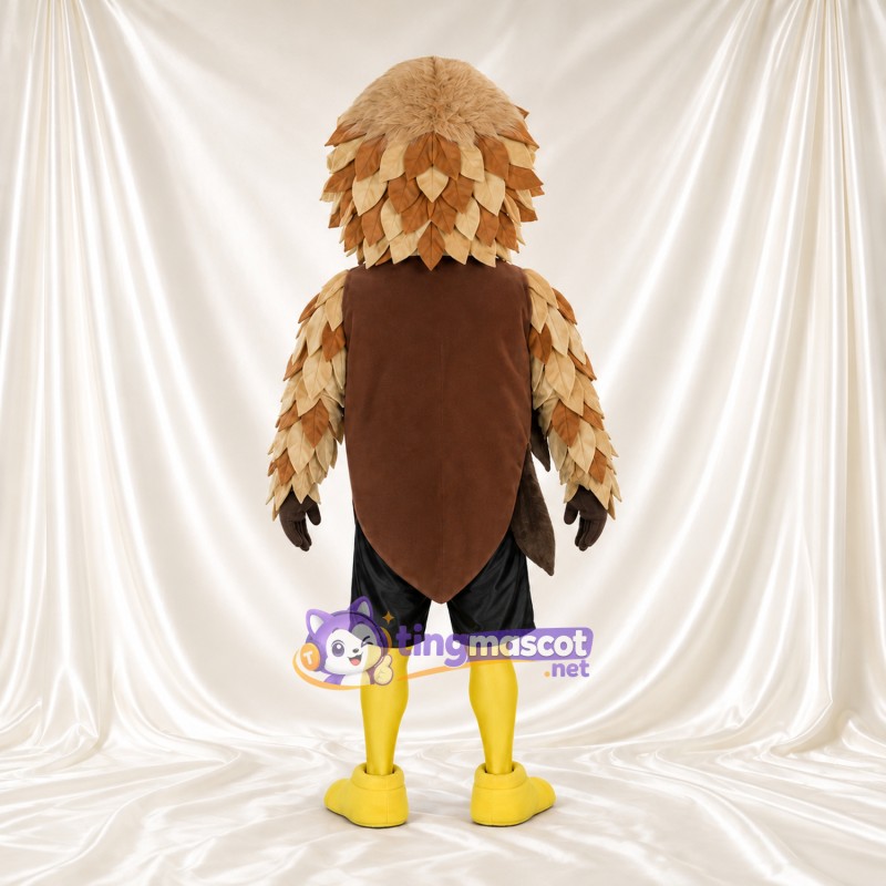 Beige Bird Mascot Costume - Football-Shaped Tunic and Black Shorts Beige Bird Mascot Costume - Football-Shaped Tunic and Black Shorts