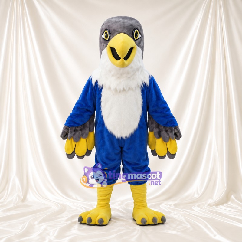 Costume de mascotte Faucon – bleu – Tête (gris); Torse (blanc)