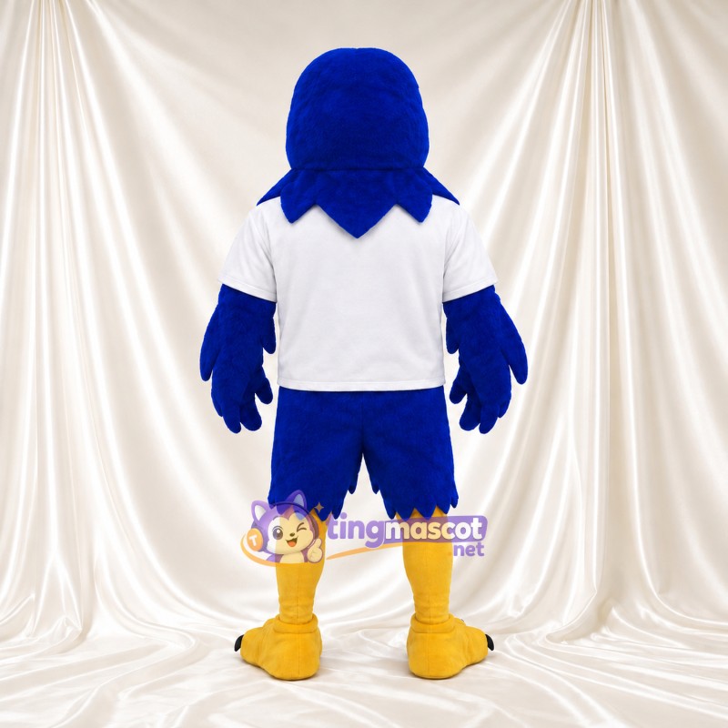 Maskottchenkostüm Adler – blau – Poloshirt (weiß); Füße (gelb) Maskottchenkostüm Adler – blau – Poloshirt (weiß); Füße (gelb)