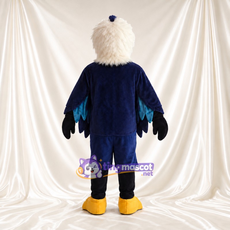 Costume de mascotte Aigle – bleu marine – Tête (blanc); Ventre (gris) Costume de mascotte Aigle – bleu marine – Tête (blanc); Ventre (gris)