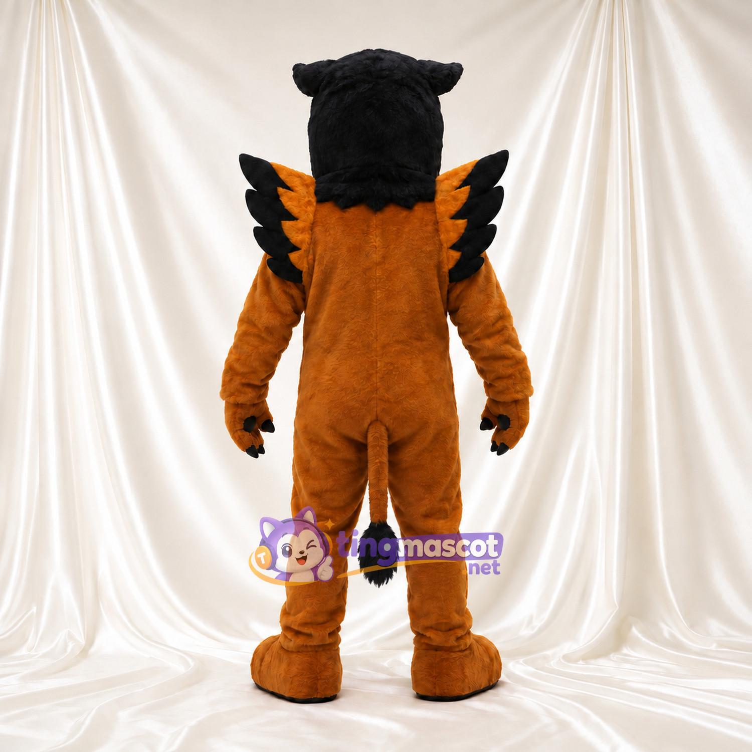 Costume de mascotte Griffon – marron – Tête d’aigle (noir); Torse (blanc)