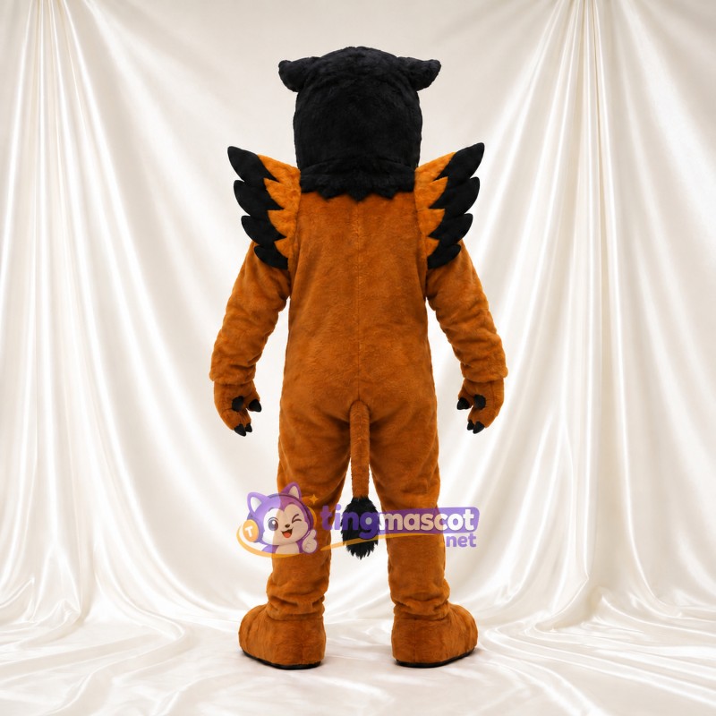 Costume de mascotte Griffon – marron – Tête d’aigle (noir); Torse (blanc)