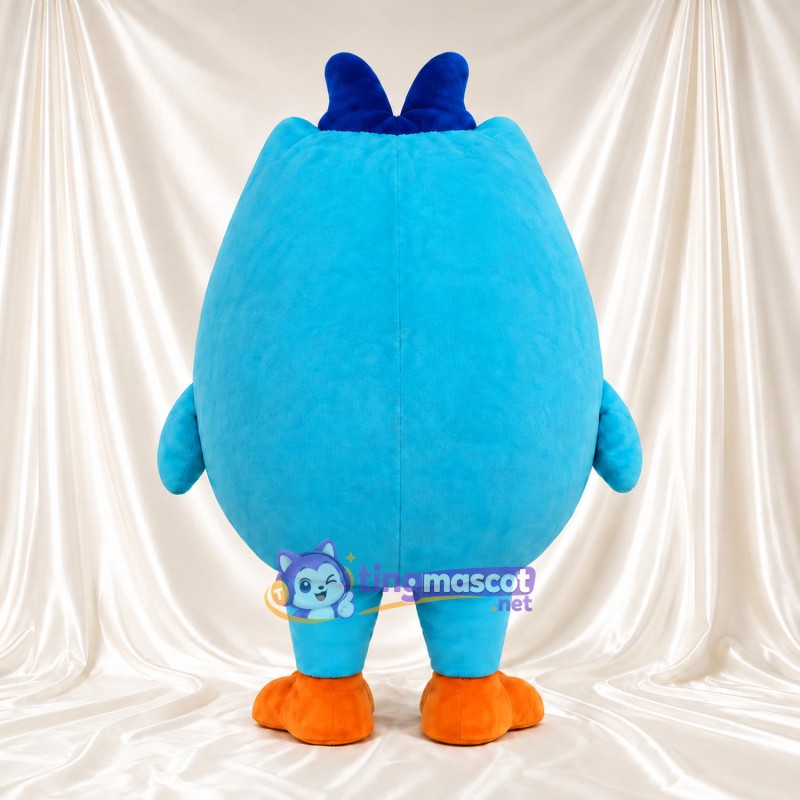 Costume de mascotte Hibou – turquoise – Ventre (à pois); Pieds (orange)