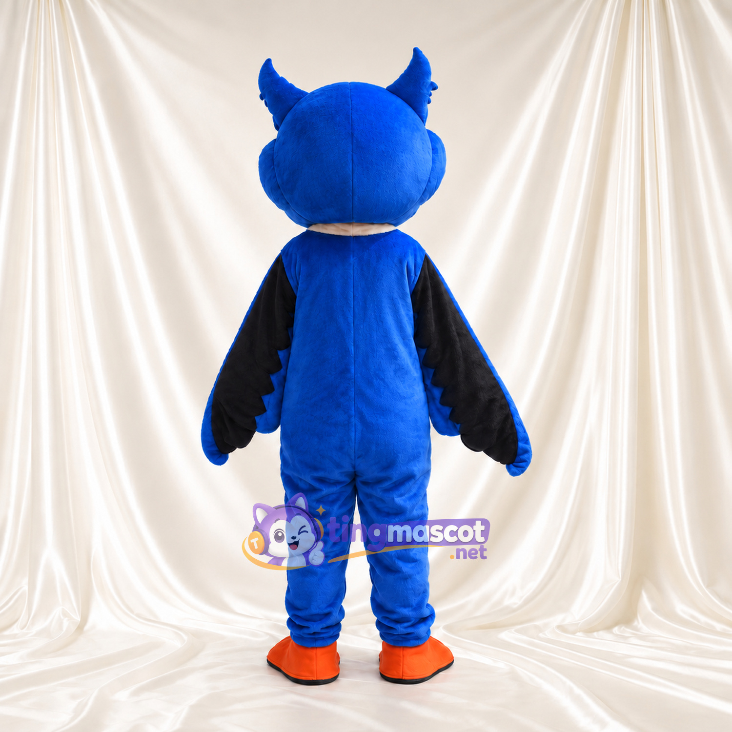 Costume de mascotte Hibou – bleu – Cou (blanc); Plumes; Pieds (orange) Costume de mascotte Hibou – bleu – Cou (blanc); Plumes; Pieds (orange)
