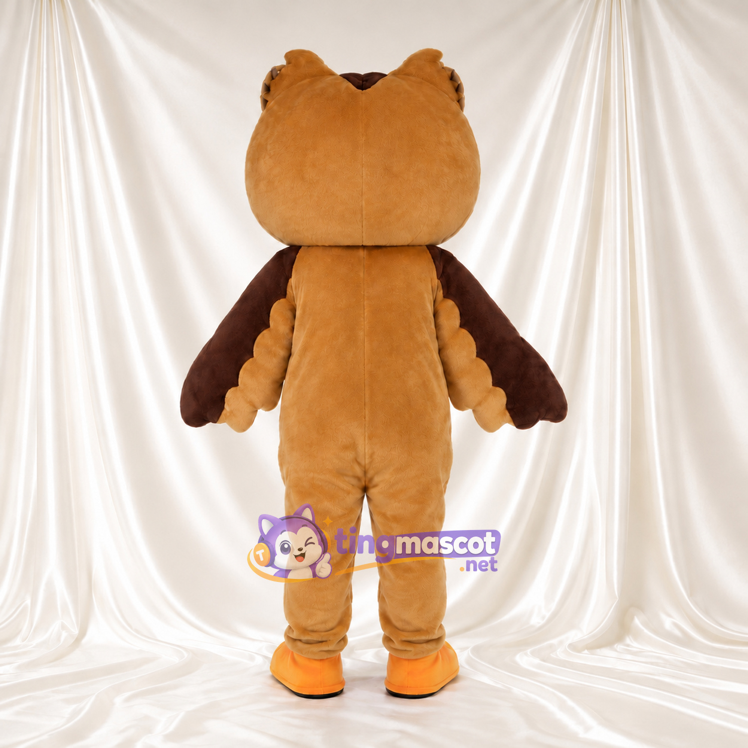 Costume de mascotte Hibou – brun clair – Yeux (grand, blanc); Ailes (marron) Costume de mascotte Hibou – brun clair – Yeux (grand, blanc); Ailes (marron)