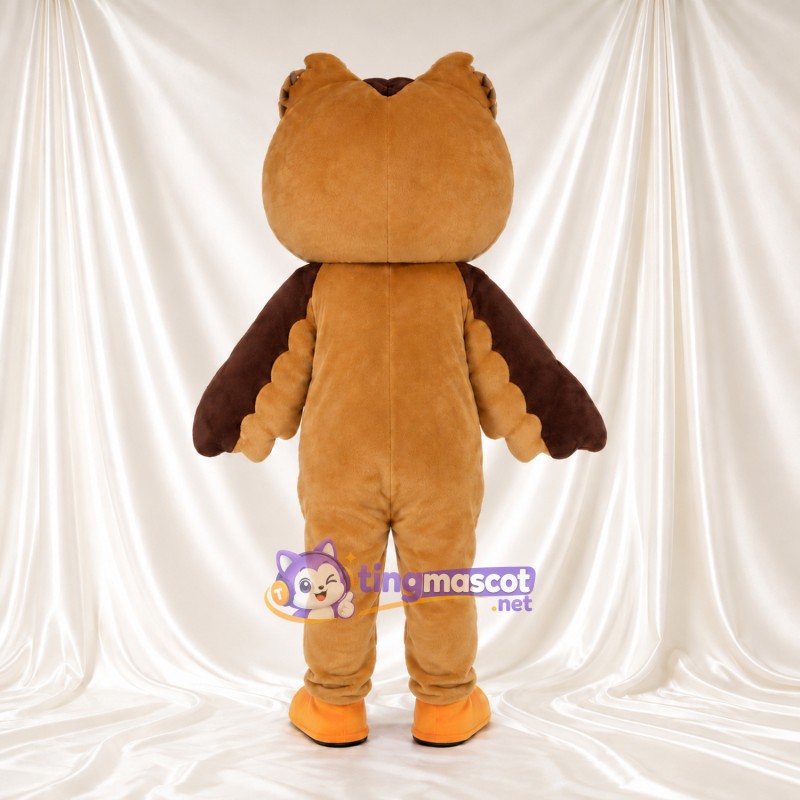 Costume de mascotte Hibou – brun clair – Yeux (grand, blanc); Ailes (marron) Costume de mascotte Hibou – brun clair – Yeux (grand, blanc); Ailes (marron)