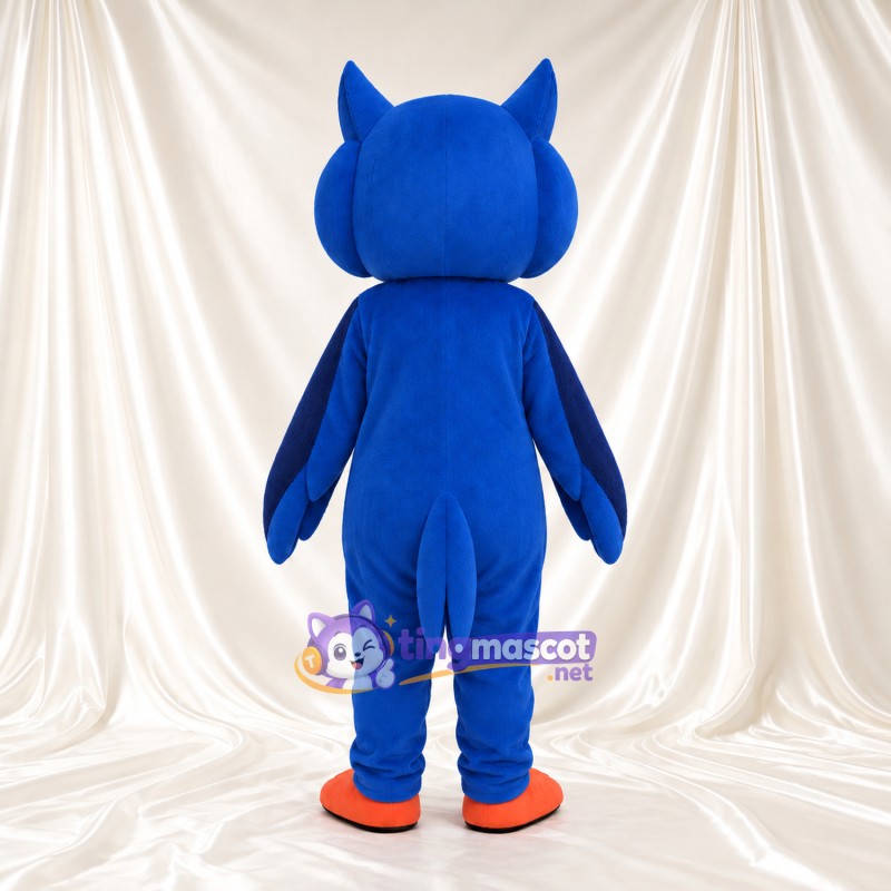 Costume de mascotte Hibou – bleu – Bec (orange); Bavette au cou (crème) Costume de mascotte Hibou – bleu – Bec (orange); Bavette au cou (crème)