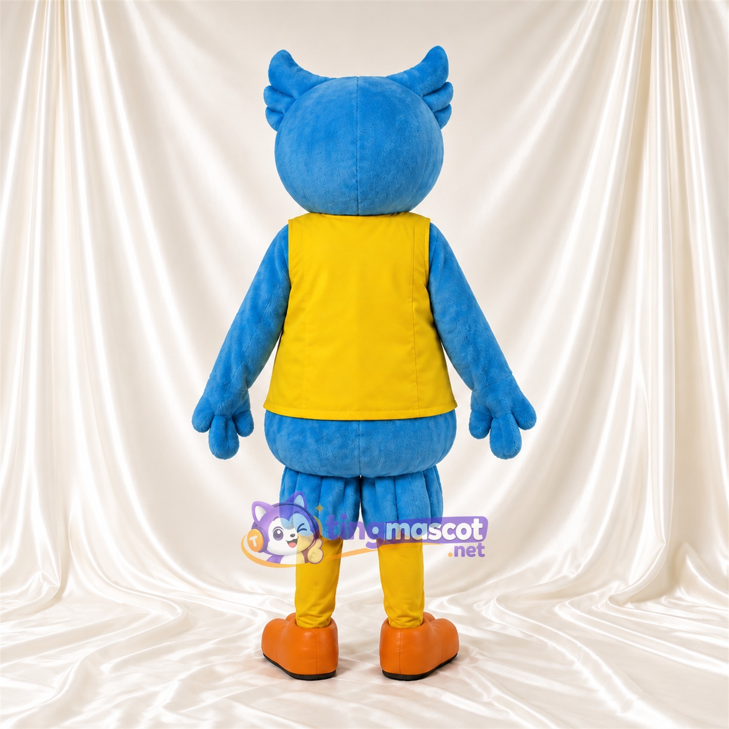 Costume de mascotte Hibou – bleu clair – Gilet (jaune); Pieds (orange) Costume de mascotte Hibou – bleu clair – Gilet (jaune); Pieds (orange)
