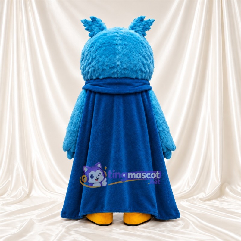 Costume de mascotte Hibou – turquoise – Cape (long, bleu marine); Pieds (jaune)