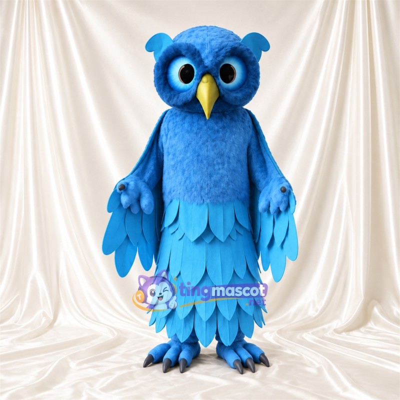 Costume de mascotte Hibou – bleu – Corps en plumes (à plusieurs couches); Serres (bleu) Costume de mascotte Hibou – bleu – Corps en plumes (à plusieurs couches); Serres (bleu)