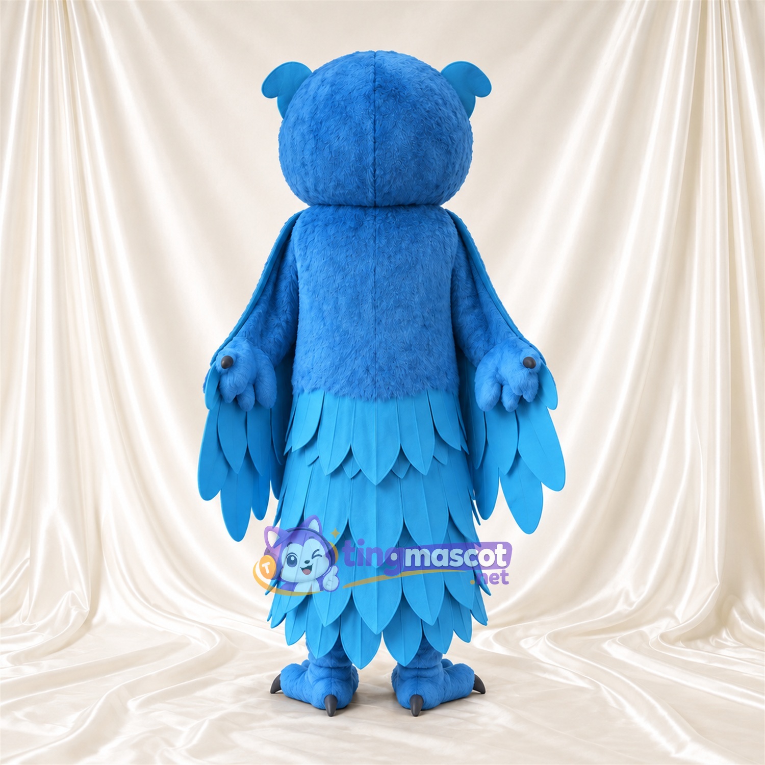 Costume de mascotte Hibou – bleu – Corps en plumes (à plusieurs couches); Serres (bleu) Costume de mascotte Hibou – bleu – Corps en plumes (à plusieurs couches); Serres (bleu)