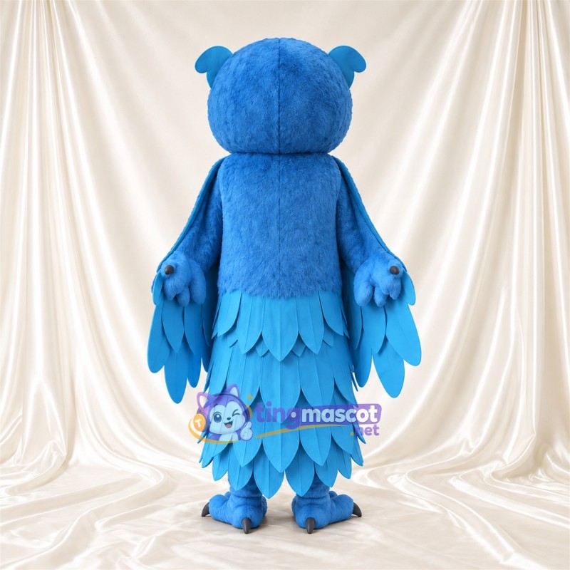 Costume de mascotte Hibou – bleu – Corps en plumes (à plusieurs couches); Serres (bleu) Costume de mascotte Hibou – bleu – Corps en plumes (à plusieurs couches); Serres (bleu)