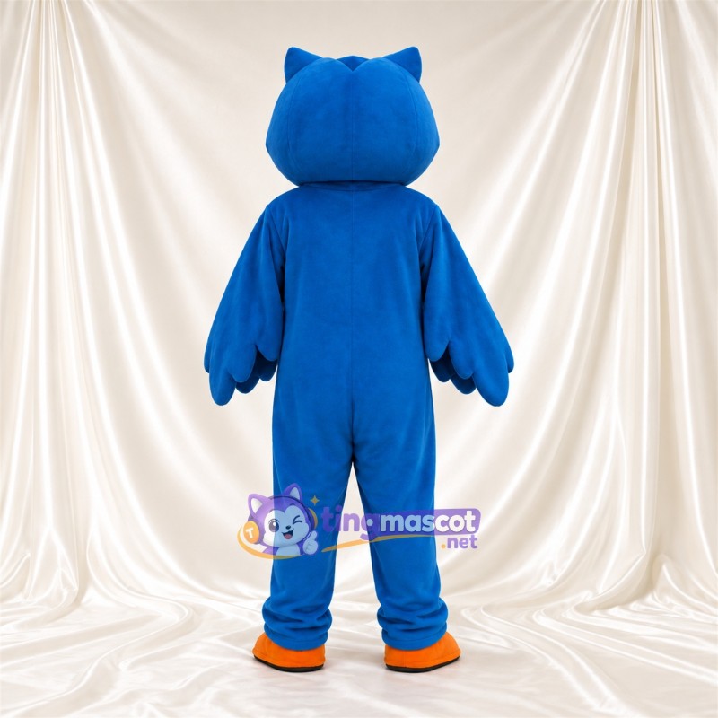 Costume de mascotte Hibou – bleu – Bavette au cou (blanc); Chaussures (orange) Costume de mascotte Hibou – bleu – Bavette au cou (blanc); Chaussures (orange)