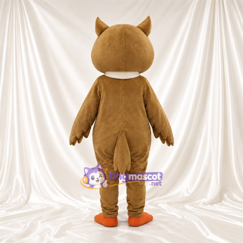 Costume de mascotte Hibou – brun clair – Écharpe (crème); Pieds (orange) Costume de mascotte Hibou – brun clair – Écharpe (crème); Pieds (orange)