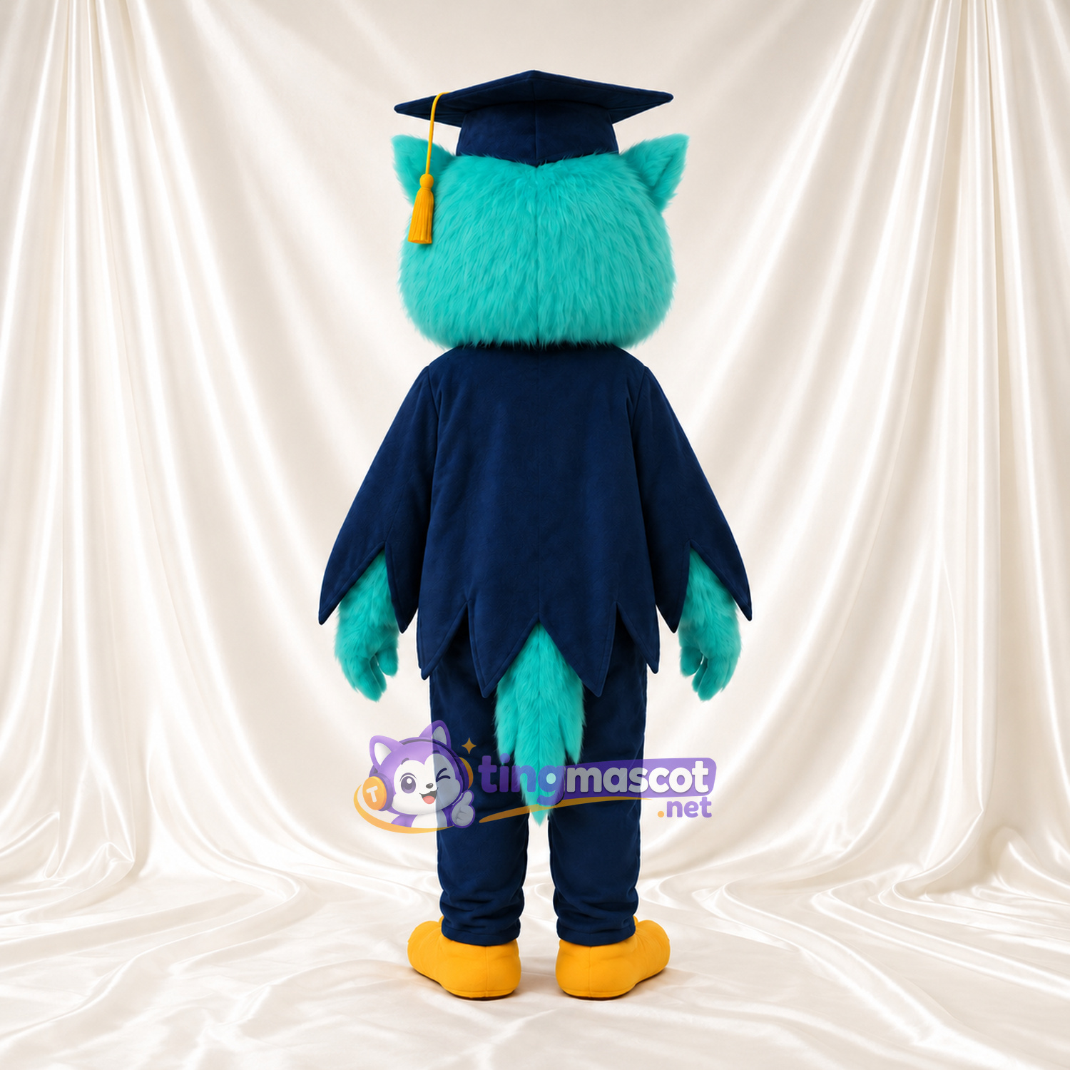 Costume de mascotte Hibou – turquoise – Casquette (bleu marine); Costume (bleu marine) Costume de mascotte Hibou – turquoise – Casquette (bleu marine); Costume (bleu marine)