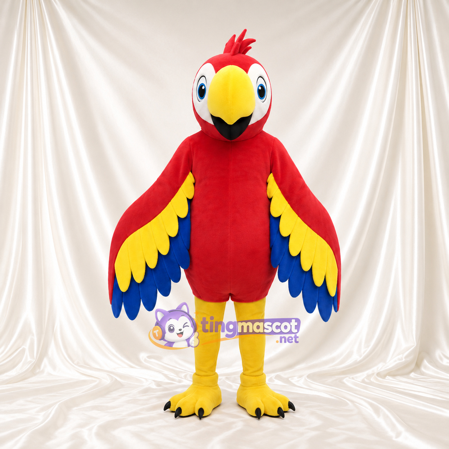 Costume de mascotte Perroquet – rouge – Ailes (long); Serres (jaune) Costume de mascotte Perroquet – rouge – Ailes (long); Serres (jaune)