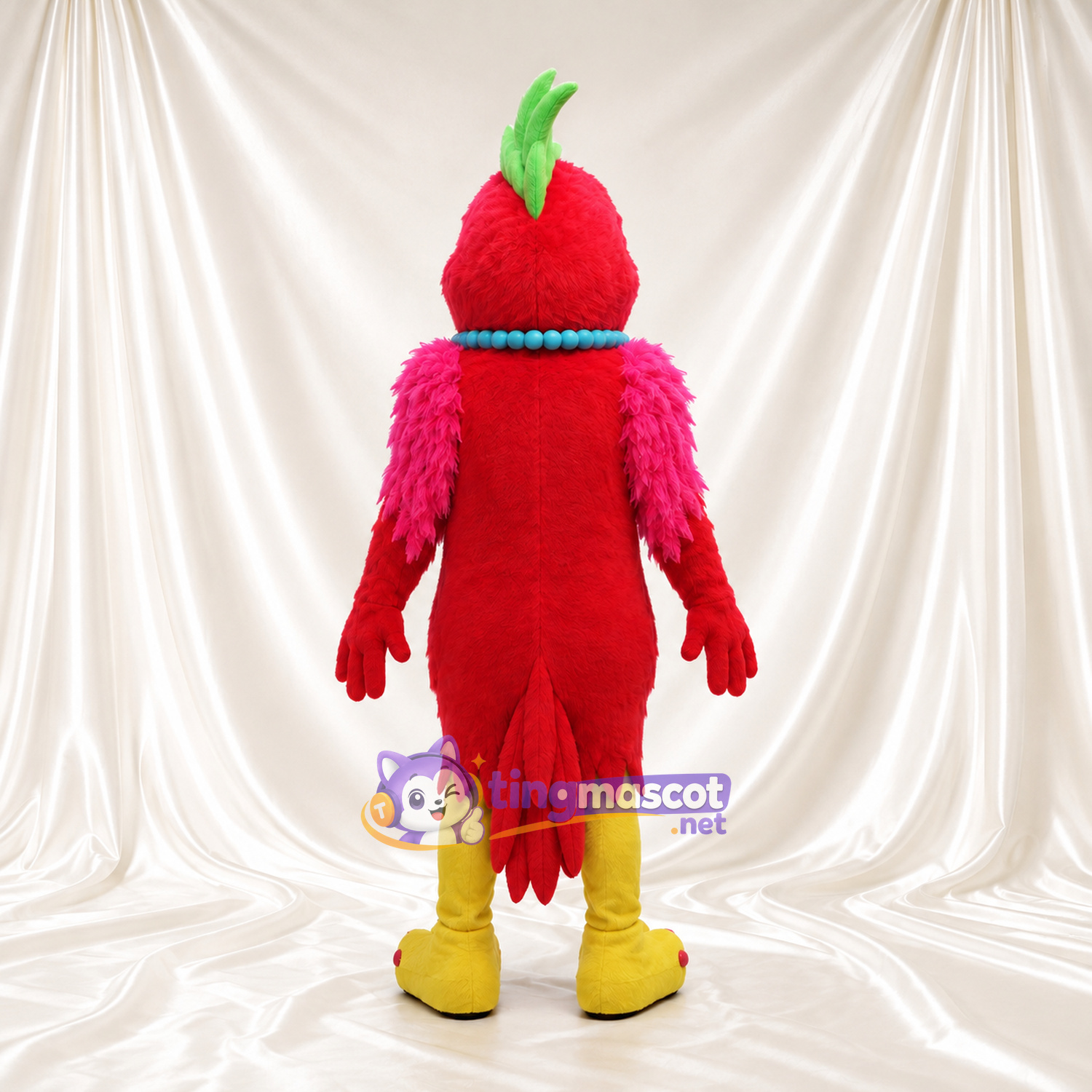 Costume de mascotte Perroquet – rouge – Ailes (rose); Collier (bleu) Costume de mascotte Perroquet – rouge – Ailes (rose); Collier (bleu)