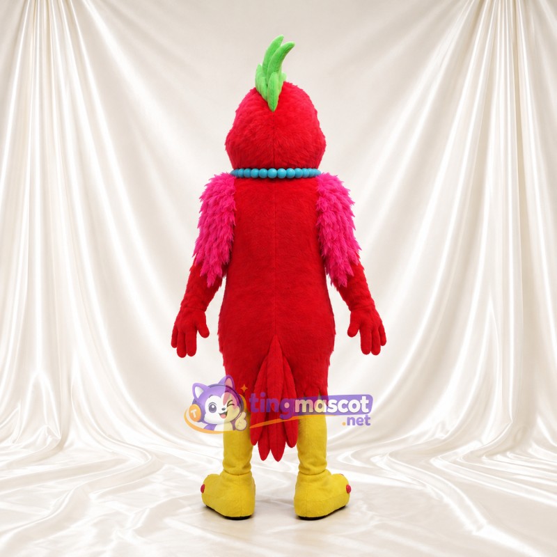 Costume de mascotte Perroquet – rouge – Ailes (rose); Collier (bleu) Costume de mascotte Perroquet – rouge – Ailes (rose); Collier (bleu)