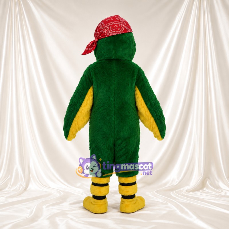 Costume de mascotte Perroquet – vert – Bandana (rouge); Ventre (jaune) Costume de mascotte Perroquet – vert – Bandana (rouge); Ventre (jaune)
