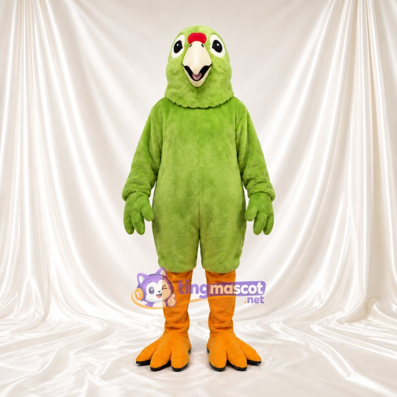 Costume de mascotte Perroquet – vert – Bec (crème); Jambes (orange) Costume de mascotte Perroquet – vert – Bec (crème); Jambes (orange)