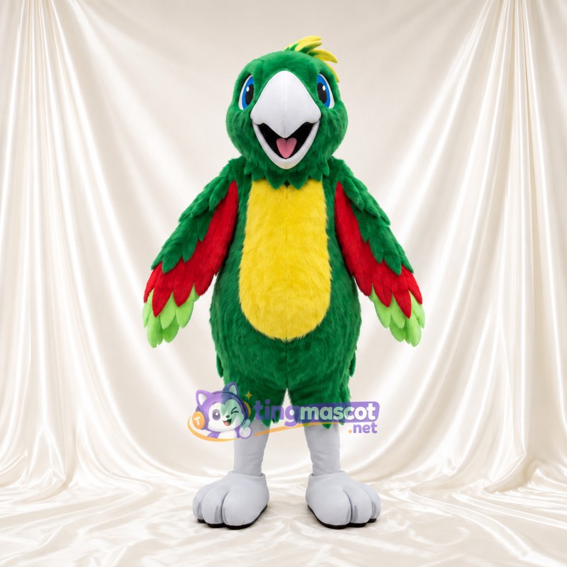 Costume de mascotte Perroquet – vert – Ailes (rouge); Pieds (blanc) Costume de mascotte Perroquet – vert – Ailes (rouge); Pieds (blanc)