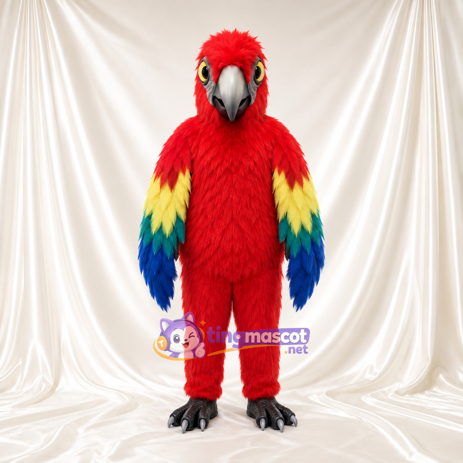 Costume de mascotte Ara rouge – selon la photo – Bec (gris); Ailes (arc-en-ciel) Costume de mascotte Ara rouge – selon la photo – Bec (gris); Ailes (arc-en-ciel)