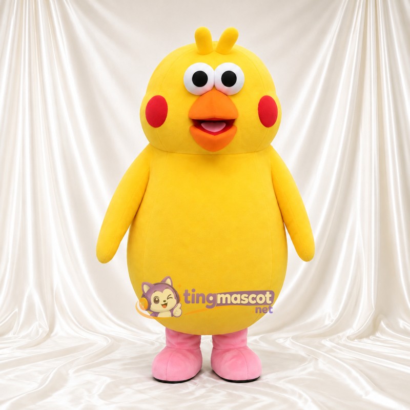 Costume de mascotte Poussin – jaune – Joues (rouge); Pieds (rose) Costume de mascotte Poussin – jaune – Joues (rouge); Pieds (rose)