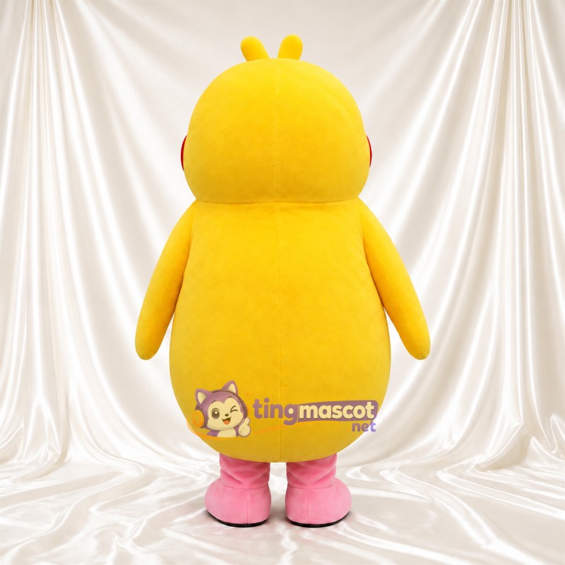 Costume de mascotte Poussin – jaune – Joues (rouge); Pieds (rose)