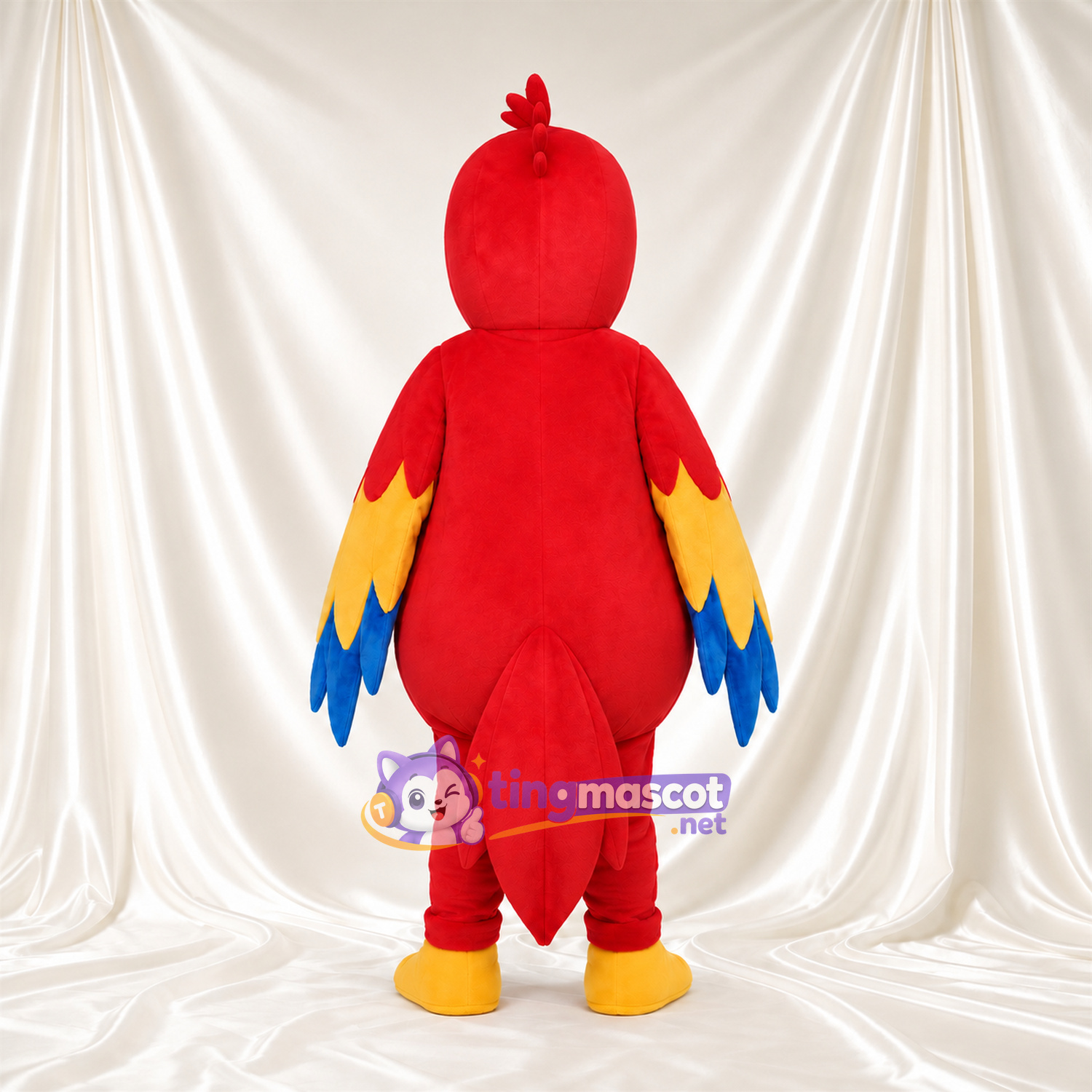 Costume de mascotte Perroquet – rouge – Ailes (jaune, bleu); Ventre Costume de mascotte Perroquet – rouge – Ailes (jaune, bleu); Ventre
