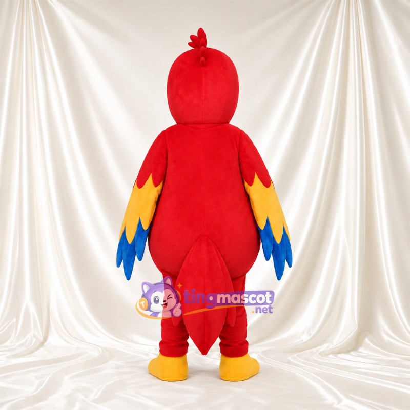 Costume de mascotte Perroquet – rouge – Ailes (jaune, bleu); Ventre Costume de mascotte Perroquet – rouge – Ailes (jaune, bleu); Ventre