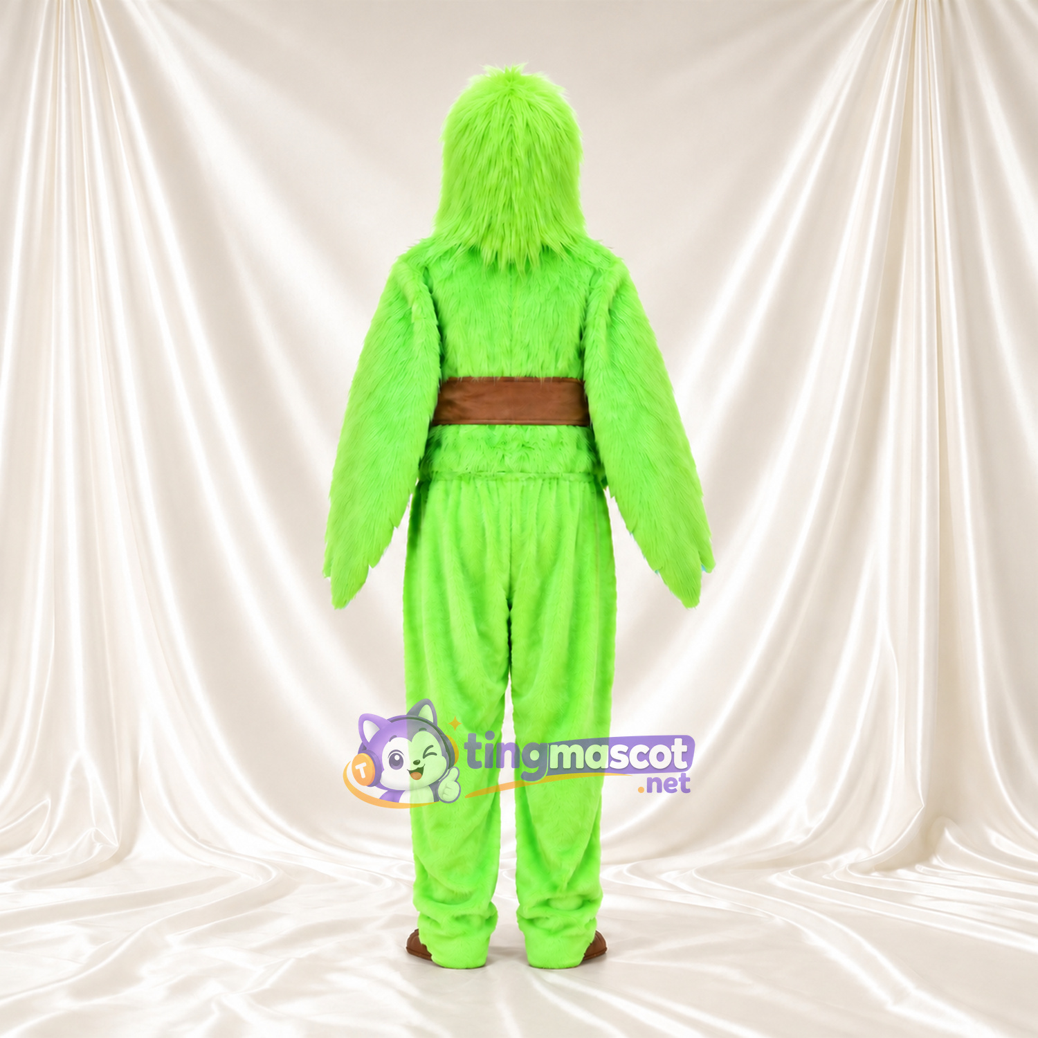 Costume de mascotte Oiseau – vert citron / vert – Ceinture (marron); Bec (rouge) Costume de mascotte Oiseau – vert citron / vert – Ceinture (marron); Bec (rouge)