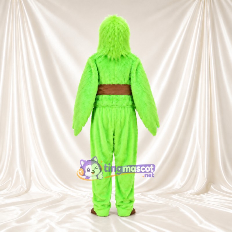 Costume de mascotte Oiseau – vert citron / vert – Ceinture (marron); Bec (rouge) Costume de mascotte Oiseau – vert citron / vert – Ceinture (marron); Bec (rouge)