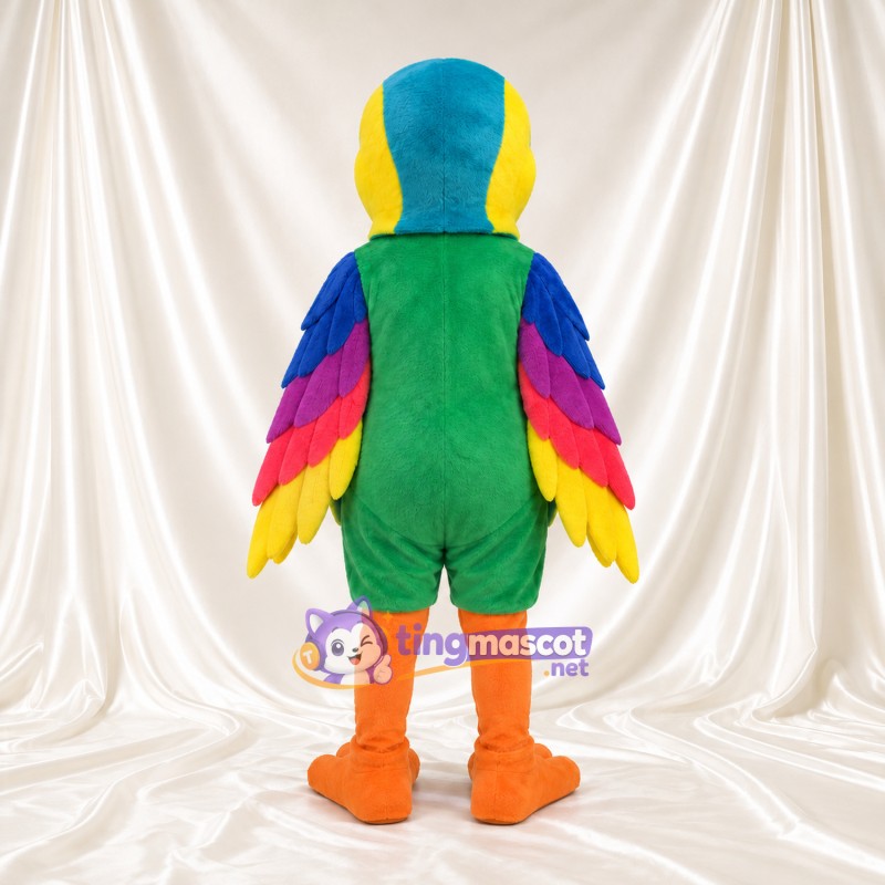 Costume de mascotte Perroquet – vert – Ailes (arc-en-ciel); Jambes (orange) Costume de mascotte Perroquet – vert – Ailes (arc-en-ciel); Jambes (orange)