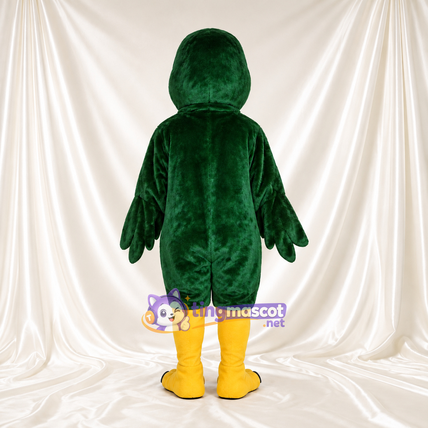 Dark Green Parrot Mascot Costume - Orange Eye Rings and Yellow Legs Dark Green Parrot Mascot Costume - Orange Eye Rings and Yellow Legs