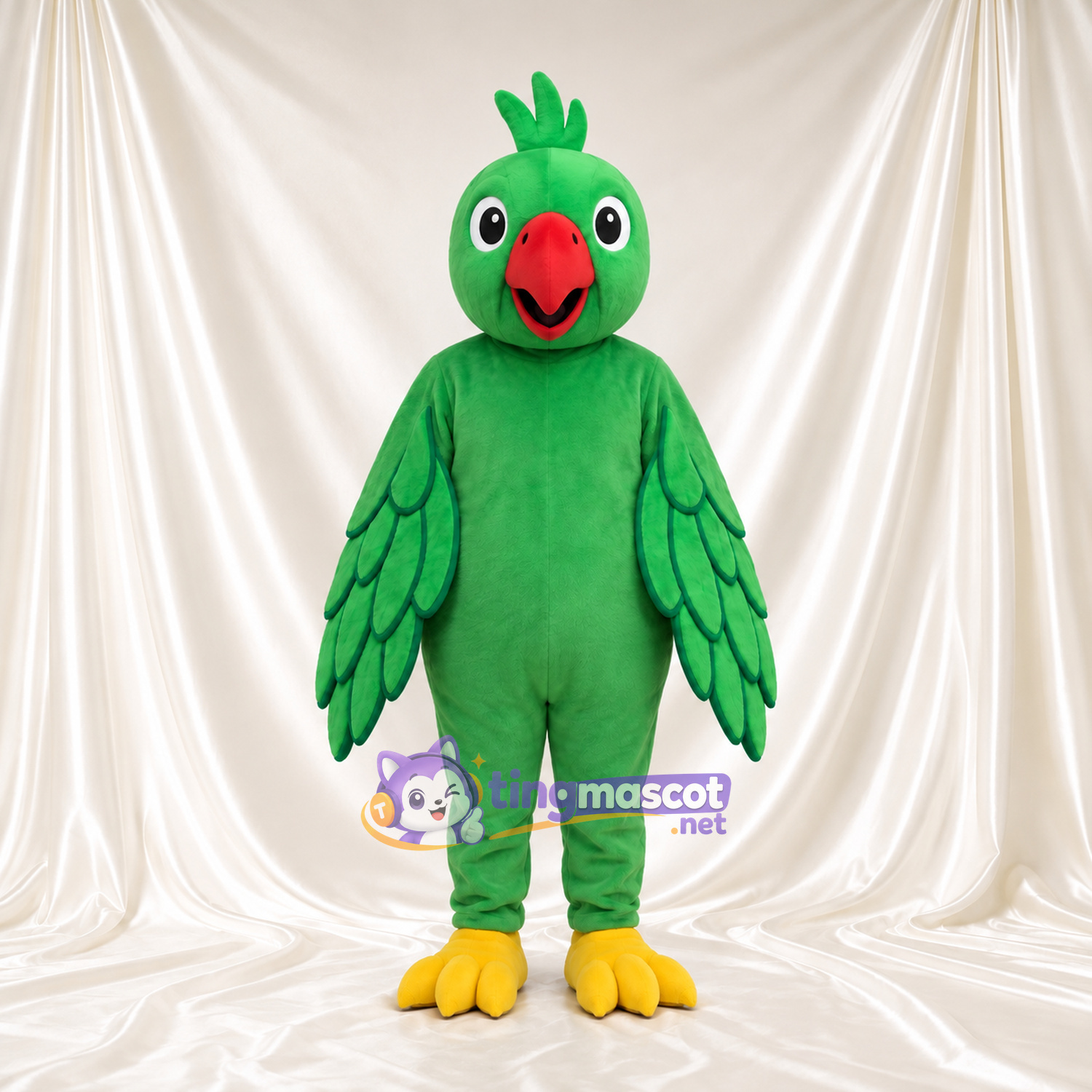Costume de mascotte Perroquet – vert – Bec (rouge); Plumes des ailes Costume de mascotte Perroquet – vert – Bec (rouge); Plumes des ailes