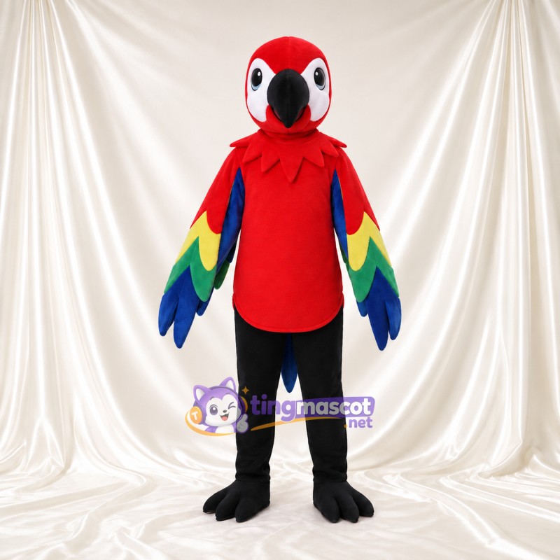 Costume de mascotte Perroquet – rouge – Ailes (arc-en-ciel); Pantalon (noir) Costume de mascotte Perroquet – rouge – Ailes (arc-en-ciel); Pantalon (noir)