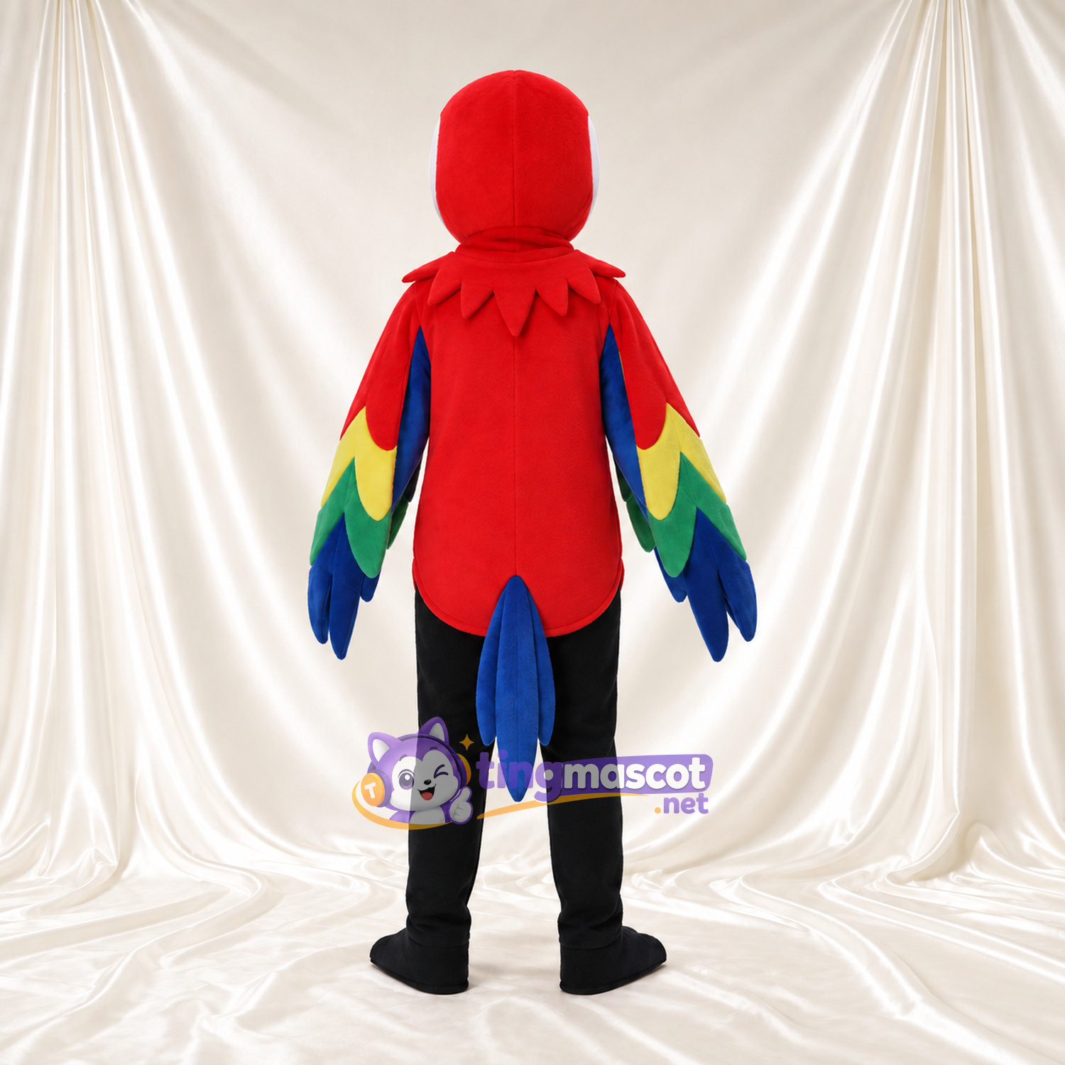 Costume de mascotte Perroquet – rouge – Ailes (arc-en-ciel); Pantalon (noir) Costume de mascotte Perroquet – rouge – Ailes (arc-en-ciel); Pantalon (noir)