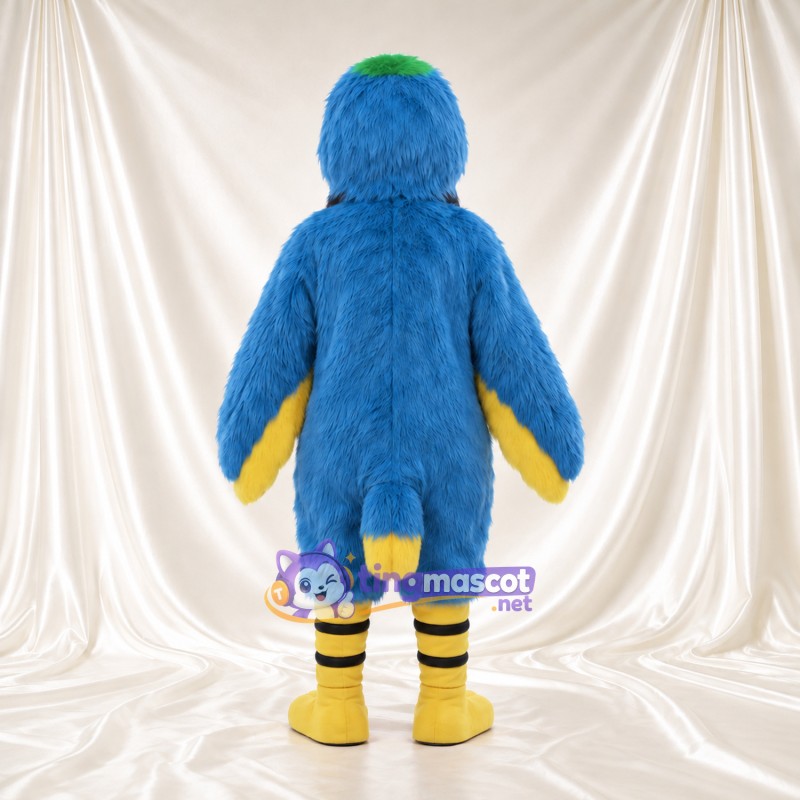 Blue Parrot Mascot Costume - Green Crown and Yellow Belly Blue Parrot Mascot Costume - Green Crown and Yellow Belly