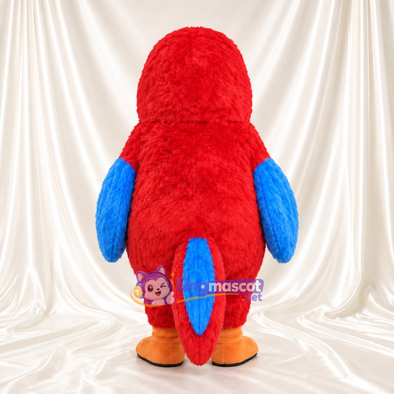 Costume de mascotte Perroquet – rouge – Ailes (bleu); Taches autour des yeux (grand, blanc) Costume de mascotte Perroquet – rouge – Ailes (bleu); Taches autour des yeux (grand, blanc)
