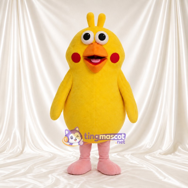 Costume de mascotte Poussin – jaune – Huppe; Jambes (rose) Costume de mascotte Poussin – jaune – Huppe; Jambes (rose)