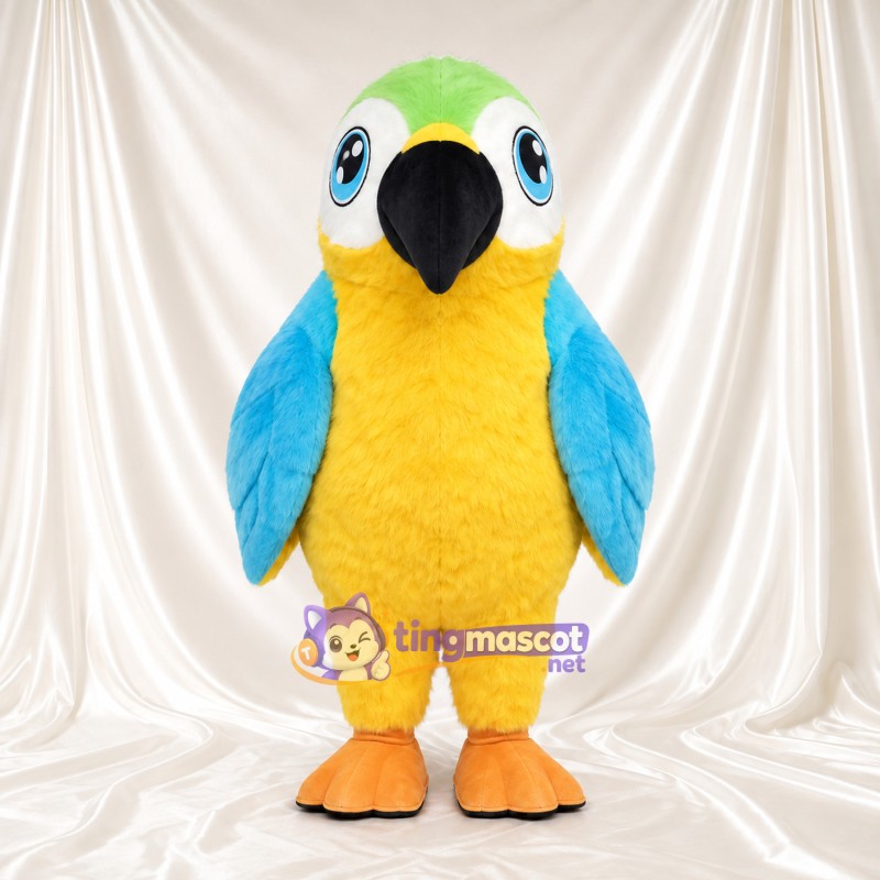 Costume de mascotte Perroquet – jaune – Couronne (vert); Ailes (turquoise) Costume de mascotte Perroquet – jaune – Couronne (vert); Ailes (turquoise)