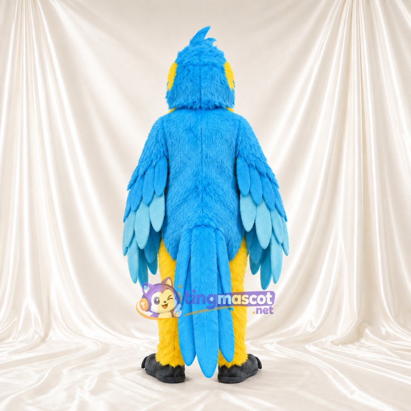 Maskottchenkostüm Ara – blau / gelb – Flügel (mehrlagig); Krallen (schwarz) Maskottchenkostüm Ara – blau / gelb – Flügel (mehrlagig); Krallen (schwarz)