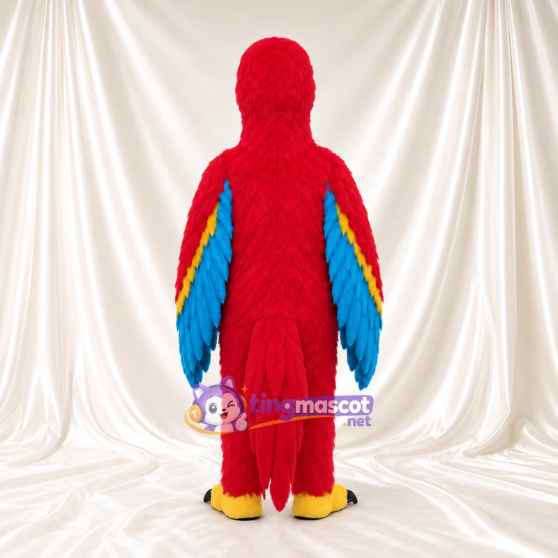 Costume de mascotte Ara – rouge – Bec (blanc); Ailes (bleu, à plusieurs couches) Costume de mascotte Ara – rouge – Bec (blanc); Ailes (bleu, à plusieurs couches)