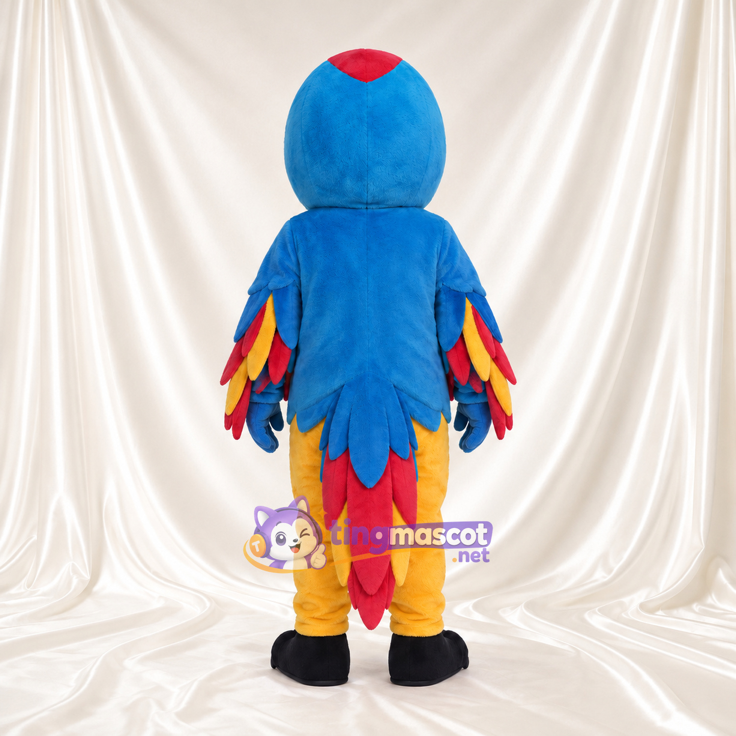 Blue and Yellow Parrot Mascot Costume - Multicolor Wings and Black Feet Blue and Yellow Parrot Mascot Costume - Multicolor Wings and Black Feet