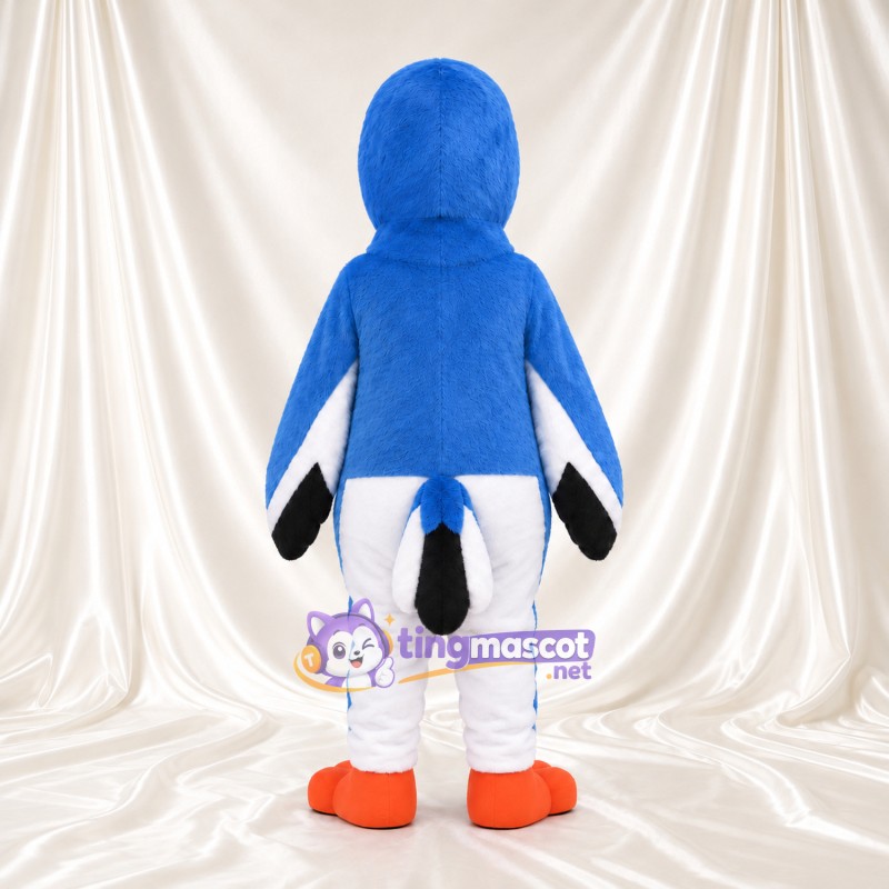 Blue Kingfisher Mascot Costume - White Belly and Long Orange Beak Blue Kingfisher Mascot Costume - White Belly and Long Orange Beak